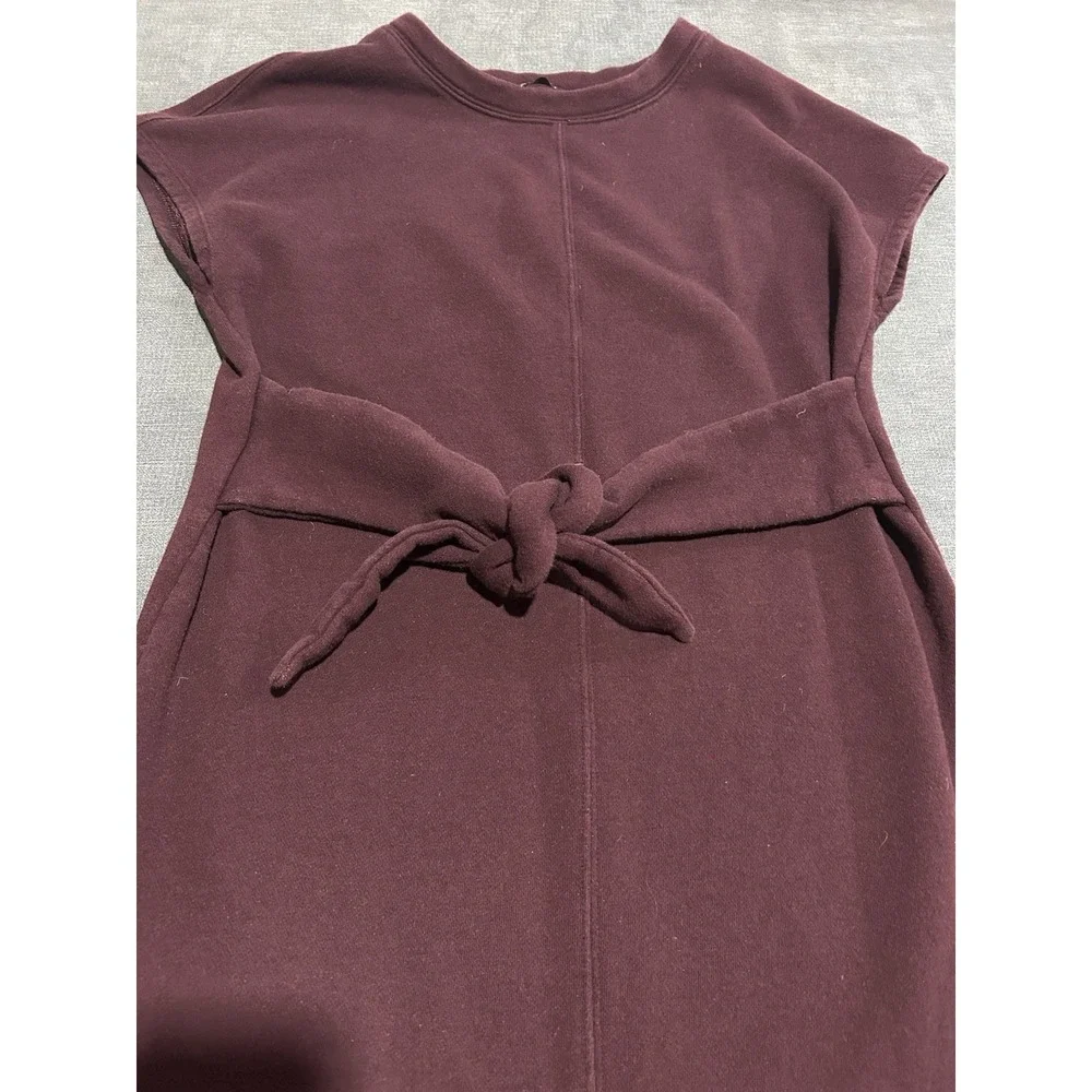 Athleta Womens Size Small Sweatshirt Tie Front Casual Mini Dress Short Sleeve - Picture 2 of 9